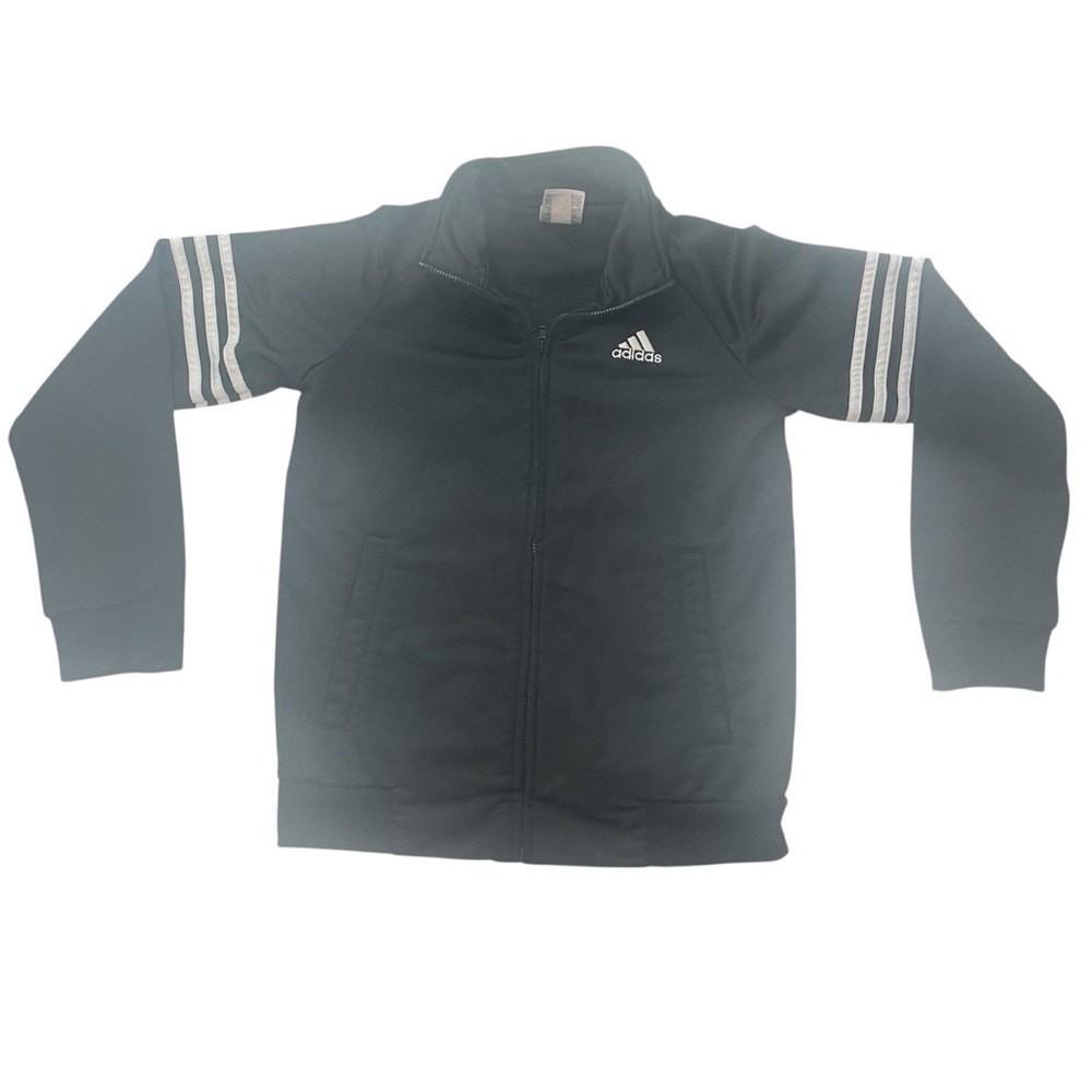 Adidas Kids Boy’s Black Tonal Design and White Track Zip-up Jacket M 10-12